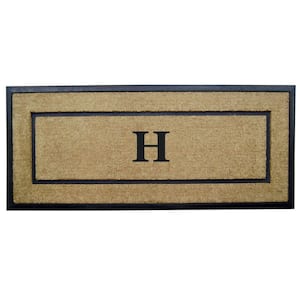 DirtBuster Single Picture Frame Black 24 in. x 57 in. Coir with Rubber Border Monogrammed H Door Mat