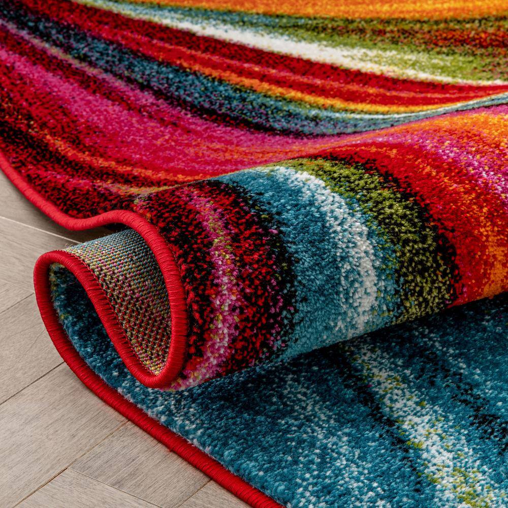 Viva Multicolor Abstract 5' x 7' Stain-Resistant Rug