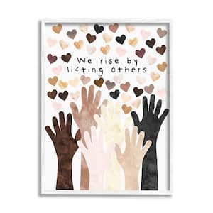"We Rise by Lifting Others Quote Hands Hearts" by Erica Billups Framed Country Wall Art Print 24 in. x 30 in.