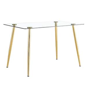 Modern Glass Rectangular Dining Table with Metal Legs for 4 (51 in. L x 29.5 in. H)