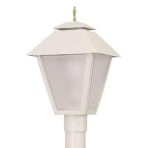 White Colonial Style 1-Light Black Post Mount Walkway Light with 4000K ENERGY STAR LED Lamp Fits 3 in. Dia Posts