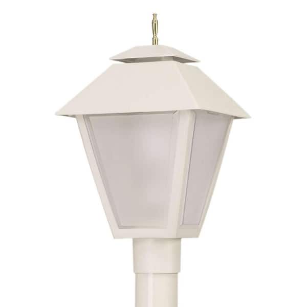 SOLUS White Colonial Style 1-Light Black Post Mount Walkway Light with 3000K ENERGY STAR LED Lamp Fits 3 in. Dia Posts