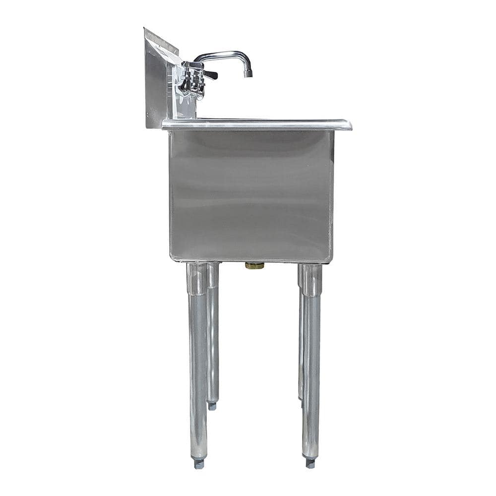 Stainless Steel Freestanding Utility Sink with Chrome Faucet