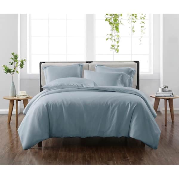 CANNON Solid Blue Twin/Twin XL 2-Piece Duvet Cover Set