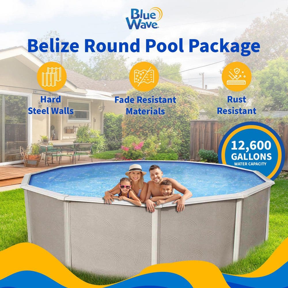 Belize Round 24' Steel Above-Ground Pool with Filter Pump