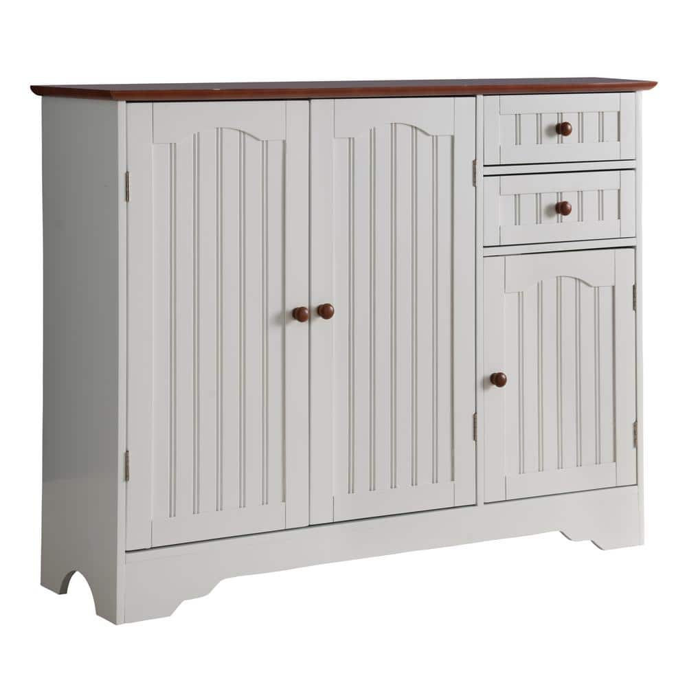 Signature Home Finish White Material Wood Kitchen Storage Buffet Large