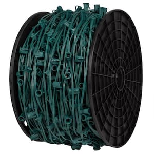 1,000 ft. C7/E12 Christmas Light Socket Stringer Spool with 12 in. Spacing, Green Wire