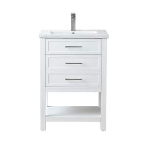 Arlo 24 in. W x 18 in. D x 34 in. H Bath Vanity in White with White Ceramic Top