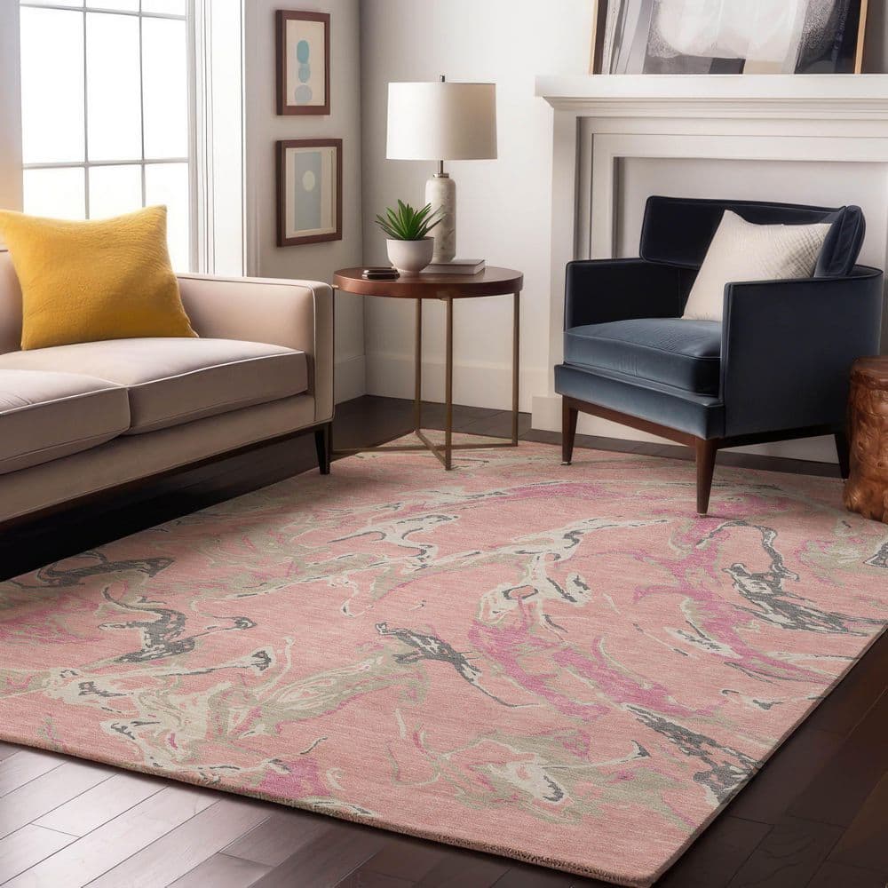 Mayfield Premium Machine Washable Abstract AMF1035 Pink 5 ft. x 7 ft. 6 in. Area Rug price history on PriceWatchPro