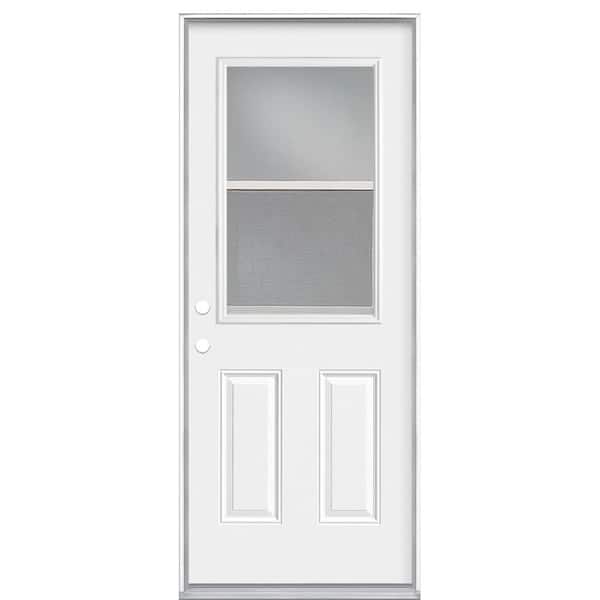 Masonite 32 in. x 80 in. Premium 1/2 Lite Vent Lite Right-Hand Inswing Primed Steel Prehung Front Exterior Door No Brickmold