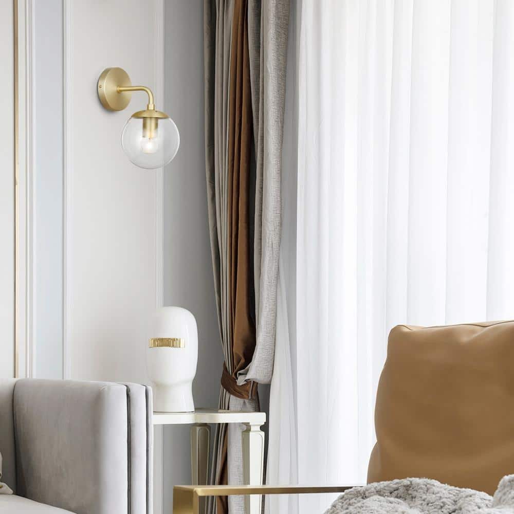 Zeno Vintage Globe Brass Wall Sconce with Dimmable Light