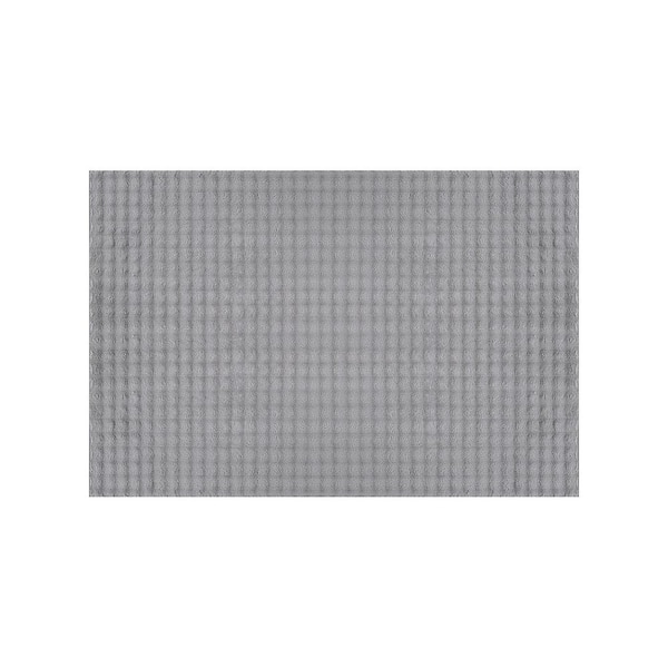 Sequoia 3 ft. ft. x 5 ft. Grey Non-Slip Rubber Back Washable Polyester Checker Indoor Outdoor Area Rug