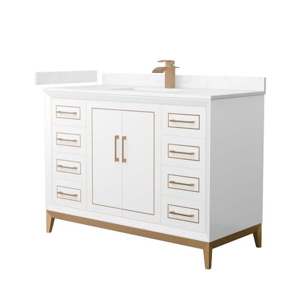 Wyndham Collection Marlena 48 in. W x 22 in. D x 35.25 in. H Single Bath Vanity in White with Carrara Cultured Marble Top