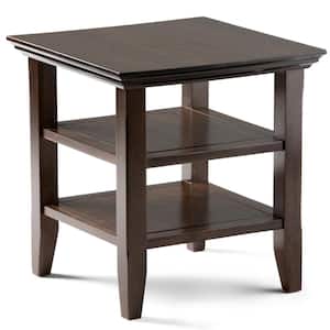 Acadian Solid Wood 19 in. Wide Square Transitional End Table in Brunette Brown