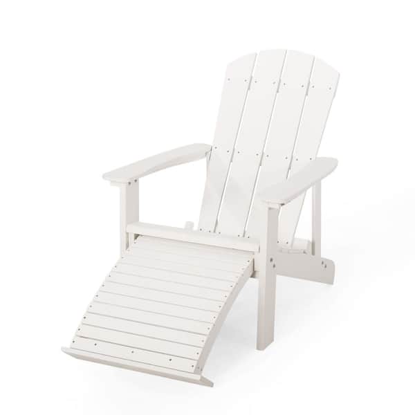 Tunearary Wood Outdoor Foldable White Adirondack Chair with Builtin