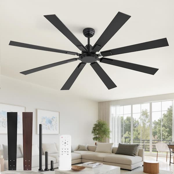 72 in. Indoor/Outdoor DC Motor Matte Black Ceiling Fan with Remote Control Included