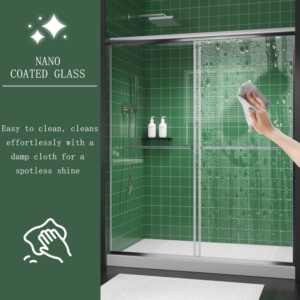 60 in. Chrome Framed Sliding Shower Door with Clear Glass