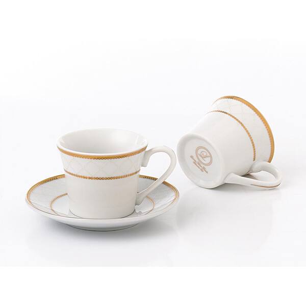 Lorren Home Trends Lorren Home 2 oz. Porcelain Espresso Set Service for 6-Black/Gold  Domino-6 - The Home Depot