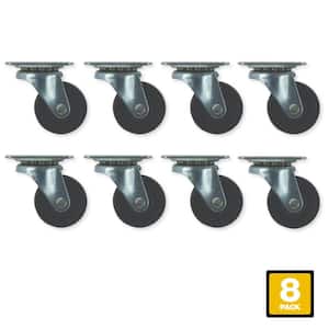 1-1/2 in. Black Soft Rubber and Steel Swivel Plate Caster with 40 lbs. Load Rating (8-Pack)