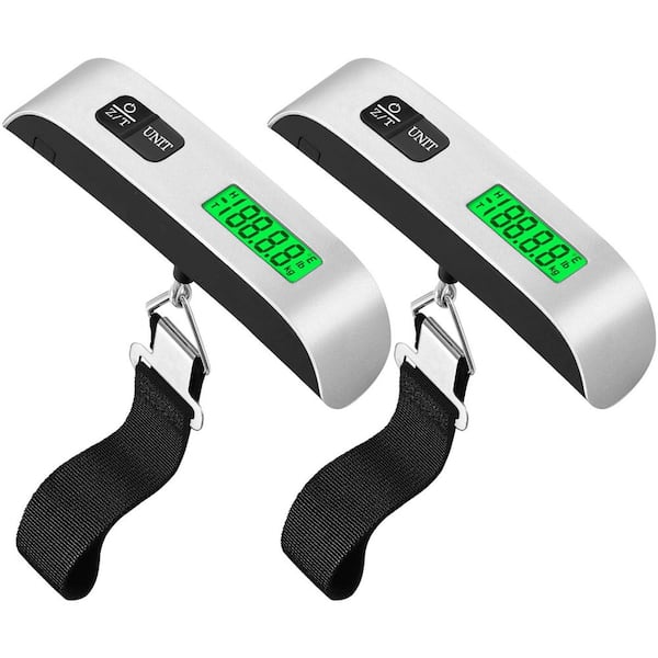2 Pack Digital Luggage Scale with Backlit LCD Display, Portable Suitcase Weighing Scale, Strong Straps for Travelers