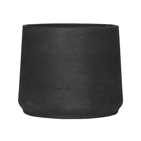 Vasesource Patt XXXL 15 in. x 18 in. Black Washed Fiberstone Round Bottom Pot P30263833 The