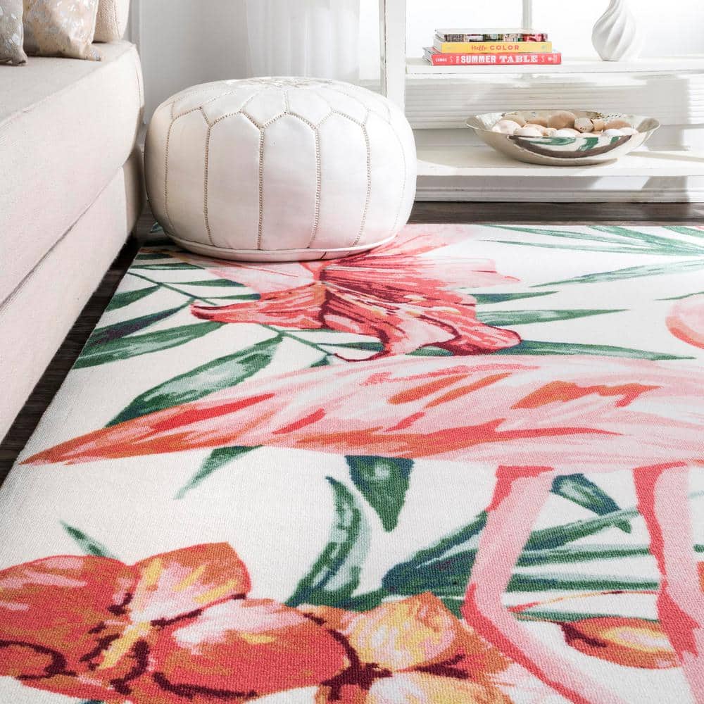 Stephanie Red Floral Synthetic Rectangular 8' x 10' Area Rug