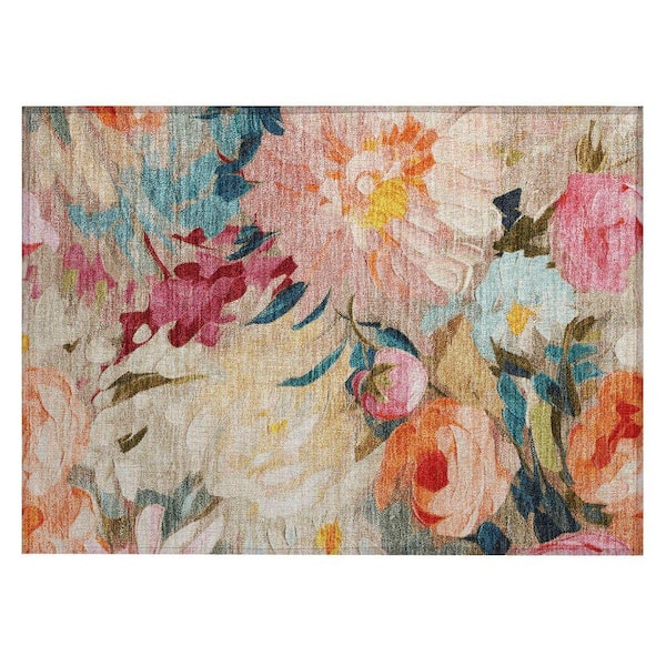 Chantille Machine Washable Indoor/Outdoor Abstract ACN2264 Putty 1 ft. 8 in. x 2 ft. 6 in. Accent Rug