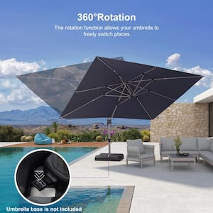 10 ft. x 13 ft. Outdoor Patio Umbrella Cantilever Umbrella Light Champagne Aluminum 360° Rotation in Gray