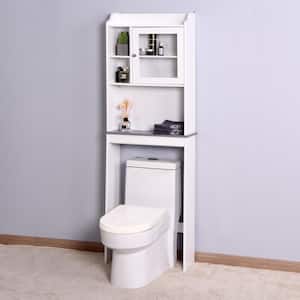 23 in. W x 68 in. H x 7 in. D White Over-the-Toilet Storage Cabinet