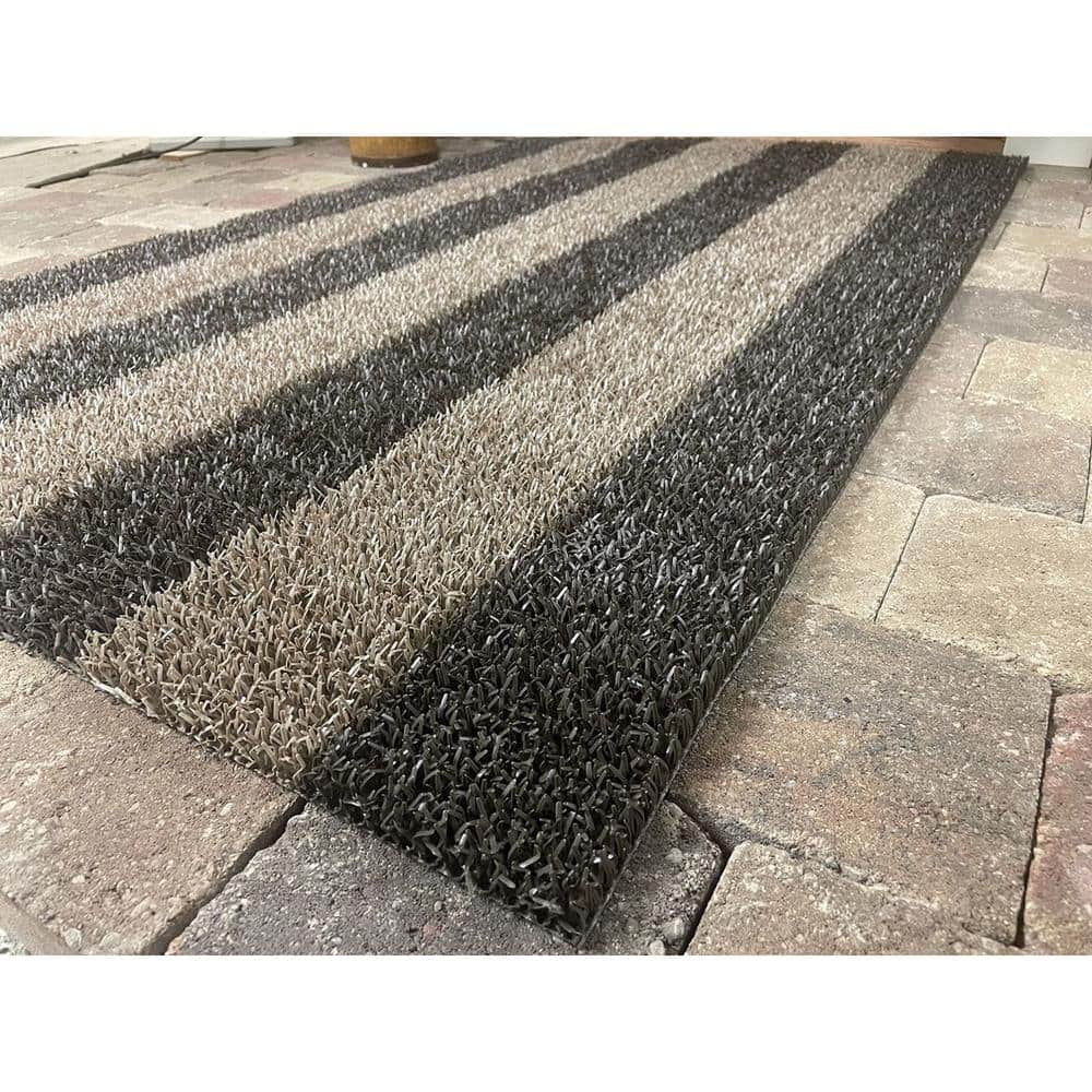 Flair Desert Taupe Striped Outdoor Doormat 35.5" x 59.5"