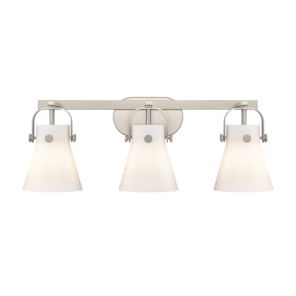 Pilaster II Cone 26.5 in. 3-Light Satin Nickel Vanity Light with Glass Shade price history on PriceWatchPro