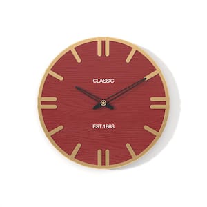 14 In. Red Wall Clock Decorative Silent Non Ticking