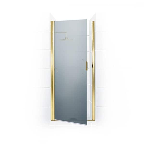 Coastal Shower Doors Paragon Series 24 in. x 74 in. Semi-Framed Continuous Hinge Shower Door in Gold with Satin Etched Glass