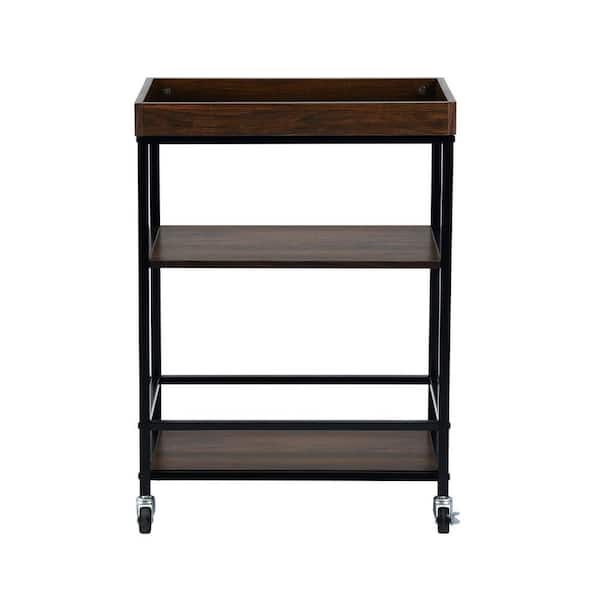 Tatayosi Retro Brown Kitchen Serving Cart and Islands, Rolling Cart with Storage