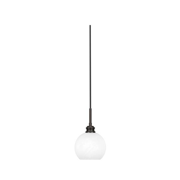 Unbranded Albany 60-Watt 1-Light Espresso Pendant Mini Pendant Light White Marble Glass and Light Bulb Not Included