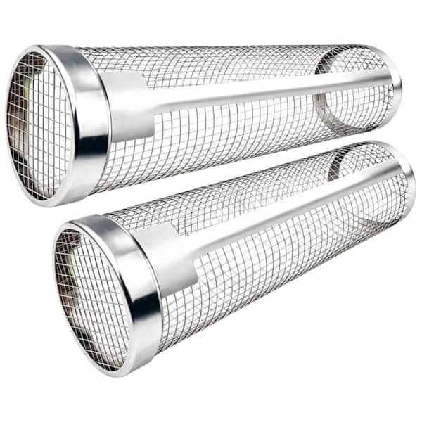 Stainless Steel Rolling Grill Basket with Rolling, and Cylinder Net for Outdoor Grilling, Veggies, and Gifts (2-Pack)