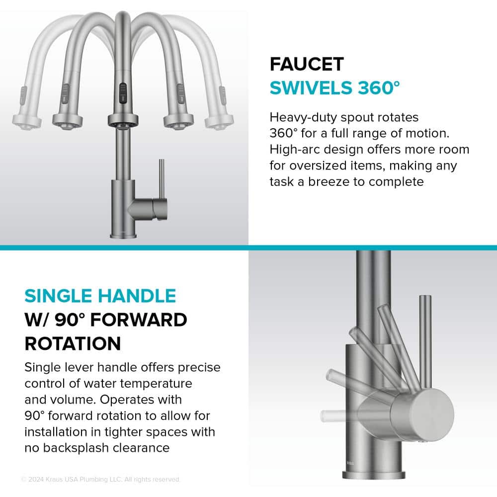 Stainless Steel Single Handle Pull Down Kitchen Faucet with Spray