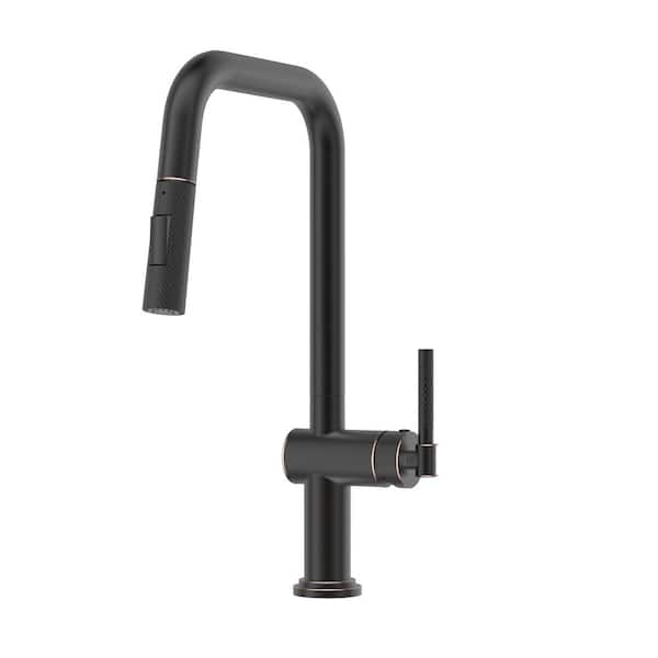 HOMLUX Single-Handle Pull Down Sprayer Kitchen Faucet with High-arc Spout in Oil Rubbed Bronze