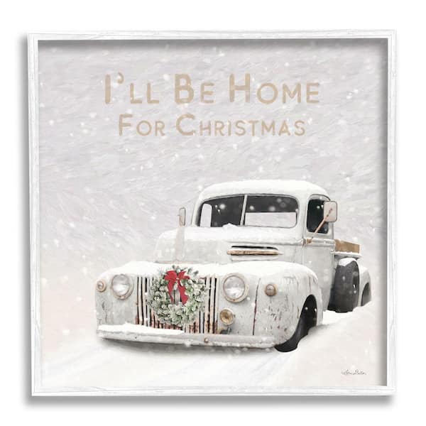 Stupell Industries I'll be Home For Christmas Phrase by Lori Deiter 1-Piece Framed Graphic Print Travel Poster Art Print 12 in. x 12 in.