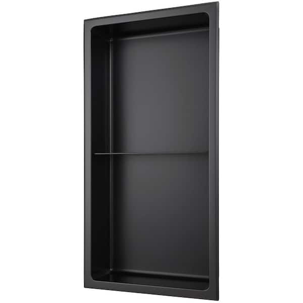 HEX 24 in. W x 12 in. H x 4 in. D Black Shower Niche Set of 1-Piece in Stainless Steel