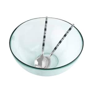 Jubilee 6 in. Diameter 6 fl.oz. Clear Glass Urban Serving Bowl and "Shades of Graphite" Salad Servers