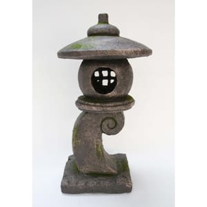 32 in. Grey Stone Pagoda Lantern Garden Statue
