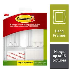 Picture Hanging Kit, Holds 15 Frames, Includes Strips & Hangers, No Tools, Damage-Free for Apartments  and Dorms