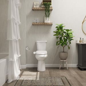 21 in. Extra Tall 2-Piece 1.28 GPF Single Flush Elongated Toilet in White Map Flush 1000g with Smart Bidet Seat