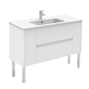 Ambra 120 47.5 in. W x 18.1 in. D x 32.9 in. H Bath Vanity in Matte White with Gloss White Ceramic Top