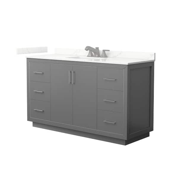 Wyndham Collection Icon 60 in. W x 22 in. D x 35 in. H Single Bath Vanity in Dark Gray with Giotto Quartz Top