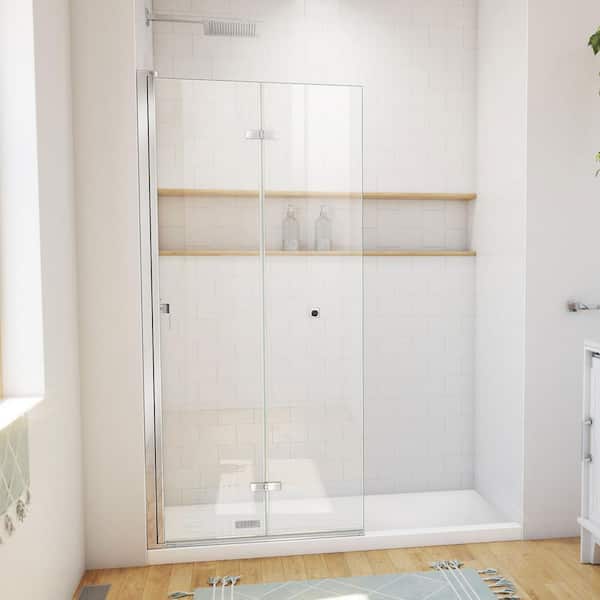 DreamLine Aqua-Q Fold 33-1/2 in. W x 72 in. H Bi Fold Frameless Shower Door in Chrome with Clear Glass