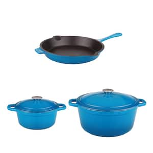 Neo 5-Piece Cast Iron Cookware Set in Blue