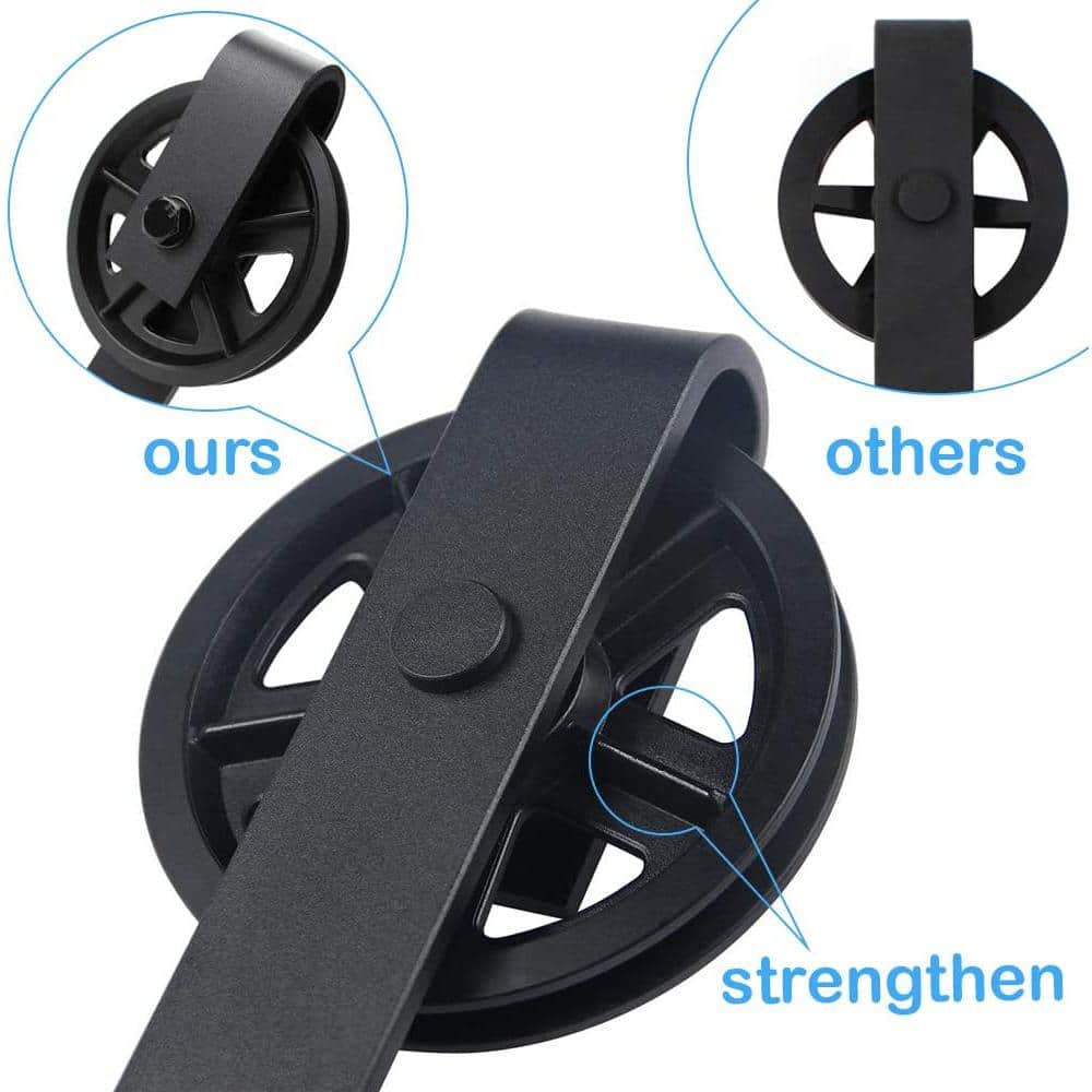 Black Sliding Bypass Barn Door Hardware Track Kit, 79 in.