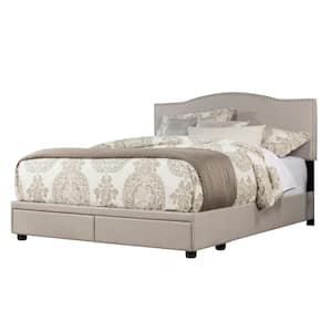 Kiley Gray Fog Queen Headboard , Footboard and Rails Upholstered Adjustable Storage Bed